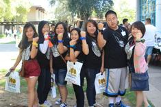 group of students posing outside